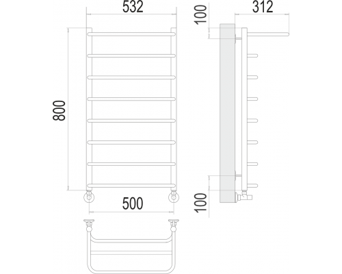 Полотенцесушитель Terminus Полка П8 500х800