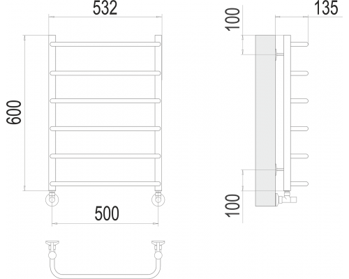 Полотенцесушитель Terminus Стандарт П6 500х600
