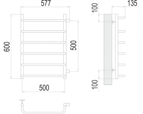 Полотенцесушитель Terminus Стандарт П6 500х600 бп500