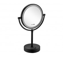Настольное двустороннее косметическое зеркало WasserKRAFT Серия К, с 3-х кратным увеличением и с Led-подсветкой, цвет держателя - черный, K-1005BLACK