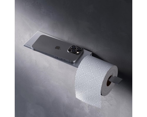 Держатель туалетной бумаги Am.Pm Sense L с полкой, серый матовый, A7454300