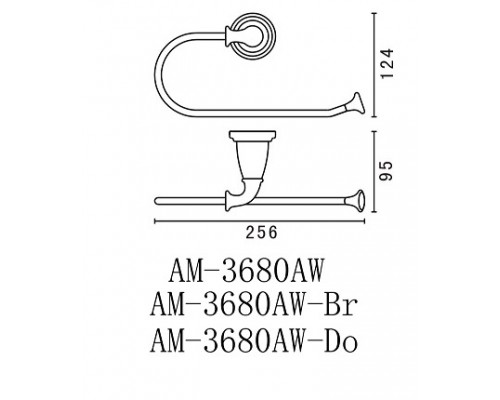 Полотенцедержатель Art&Max Bianchi (Бьянки) AM-3680AW-Cr, 25.6 см, хром
