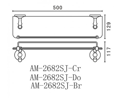 Полка стеклянная Art&Max Antic Crystal AM-E-2682SJ-Do, золото