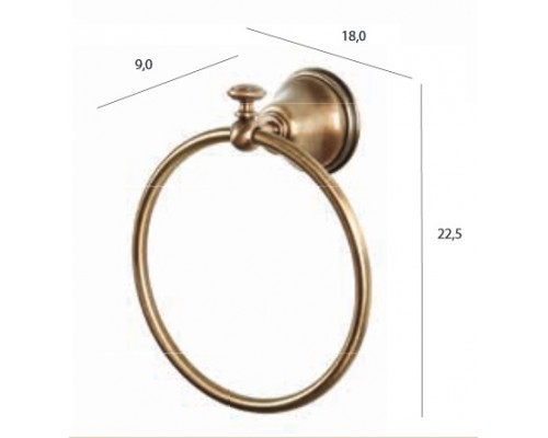 Полотенцедержатель кольцо Tiffany World Harmony TWHA015bi/oro, 22 см, белый/золото