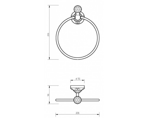 Полотенцедержатель кольцо Migliore.CRistalia 16837 - золото, 25.8 см