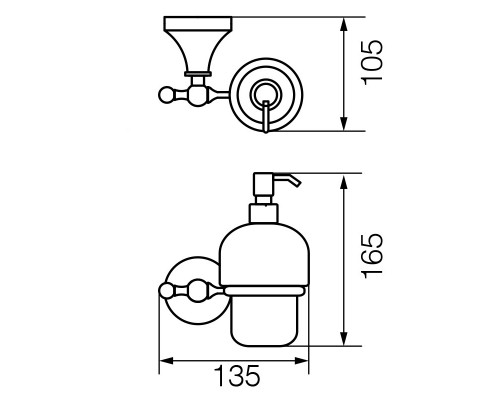 Дозатор жидкого мыла настенный Veragio Gialetta VR.GIL-6470.DO, керамика/золото