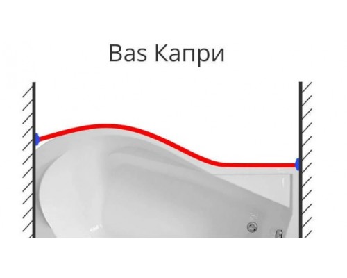 Карниз для ванны Bas Капри  асимметричный, нержавеющая сталь