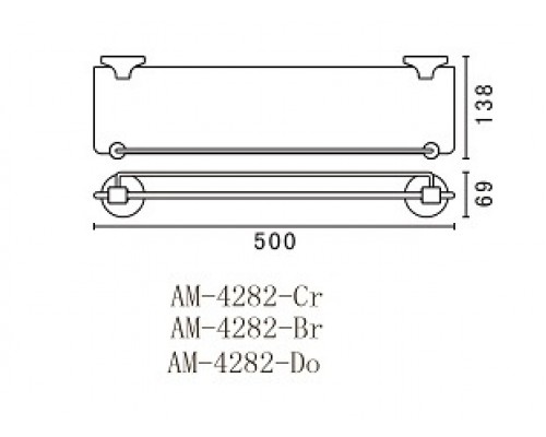 Полка стеклянная Art&Max Bohemia AM-E-4282-Do, золото