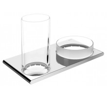 Держатель двойной Keuco Edition 400 со стаканом и чашей для мелочей, хром, 11554019000