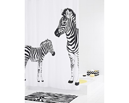 Штора для ванной комнаты Ridder Zebra 180 x 200 см, белый/черный, 42311