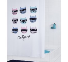 Штора для ванной комнаты Ridder Catgang 180 x 200 см, белый/голубой, 4200300