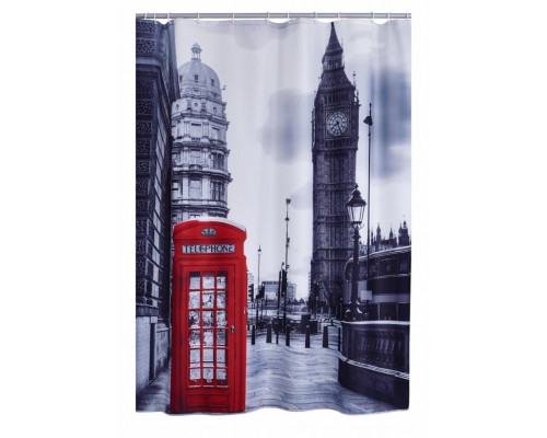 Штора для ванной комнаты Ridder Telephone Box 180 x 200 см, серый/красный, 42223000