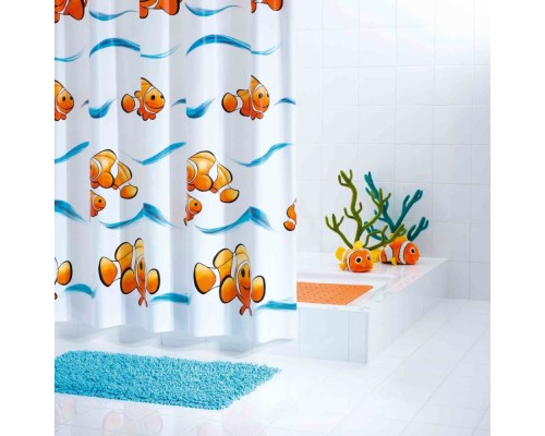 Штора для ванной комнаты Ridder Clown 180 x 200 см, белый/оранжевый, 33384