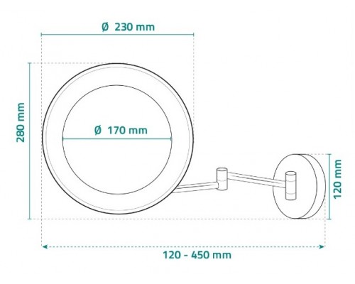 Зеркало косметическое Ridder Jasmin с подсветкой, увеличение 5x, работает от USB и батареек хром, О3203100