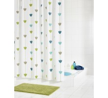 Штора для ванной комнаты Ridder Lilla 180 x 200 см, белый/зеленый, 32660