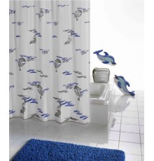 Штора для ванной комнаты Ridder Delphin, Aqm 180 x 200 см, белый/синий, 130303