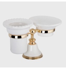 Мыльница и стакан для щеток Tiffany World Harmony TWHA141bi/oro, белый/золото
