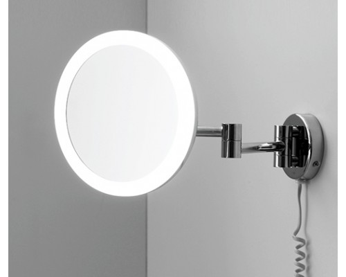 Настенное косметическое зеркало WasserKRAFT Серия К, с 3-х кратным увеличением и Led-подсветкой, цвет держателя - хром, K-1004