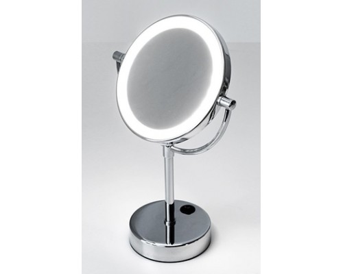 Зеркало косметическое двустороннее WasserKRAFT Серия К, настольное, с 3-х кратным увеличением и с Led-подсветкой, цвет держателя - хром, K-1005
