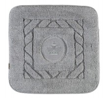 Коврик для ванной комнаты Migliore, вышивка логотип КОРОНА, серый, окантовка серебро, 60 х 60 см, 30761