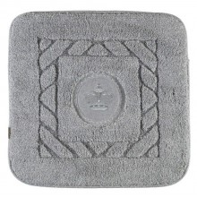 Коврик для ванной комнаты Migliore, вышивка логотип КОРОНА, серый, окантовка серебро, 60 х 60 см, 30761