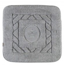 Коврик для ванной комнаты Migliore, вышивка логотип КОРОНА, серый, окантовка серебро, 60 х 60 см, 30761
