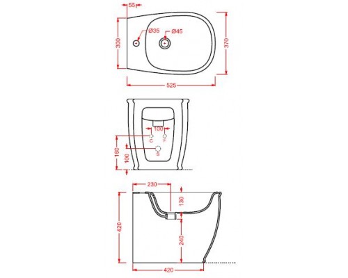 Биде Artceram Azuley AZB002 03 00, напольное