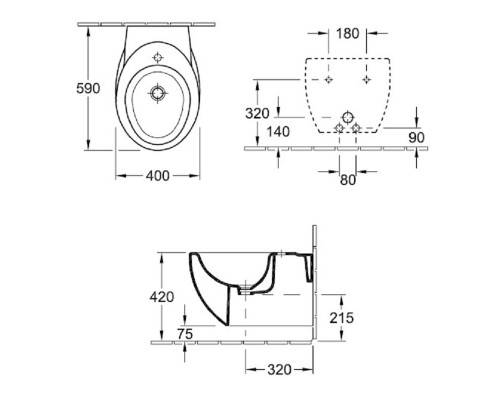 Биде Villeroy&Boch Aveo New Generation 7411 00R1, подвесное