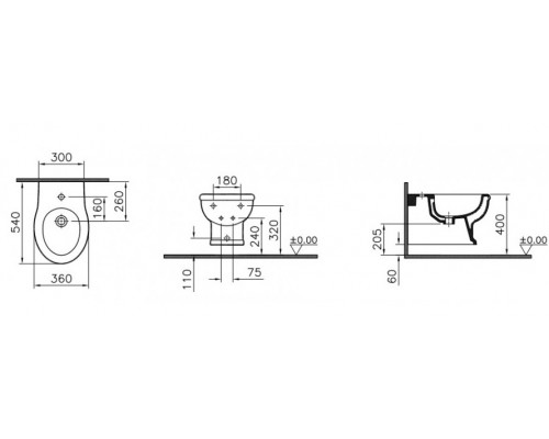 Биде Vitra Efes подвесное, 5803B003-0288