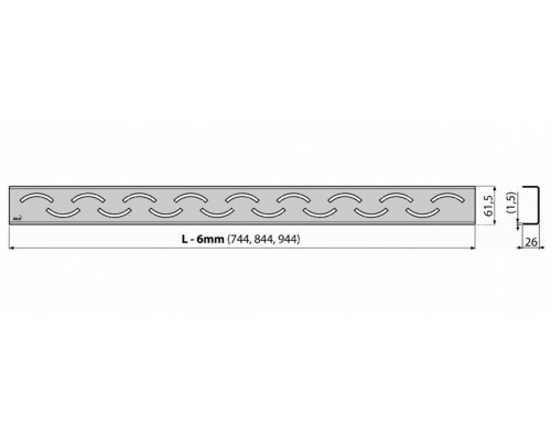 Решетка водосточная AlcaPlast Smile-950L, нержавеющая сталь глянцевая