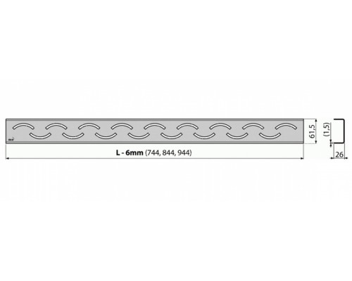 Решетка водосточная AlcaPlast Smile-850M, нержавеющая сталь матовая