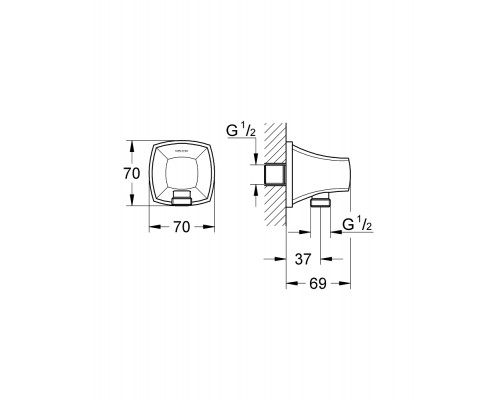 Шланговое подсоединение Grohe Grandera 27970IG0, хром/золото, 1/2"-1/2"