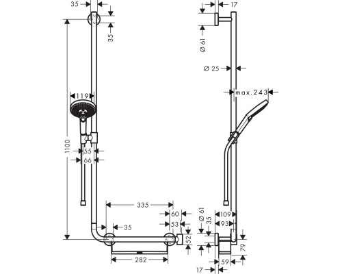 Душевой гарнитур Hansgrohe Raindance Select S 120 3jet 26324000, корпус хром, лицевая часть белая