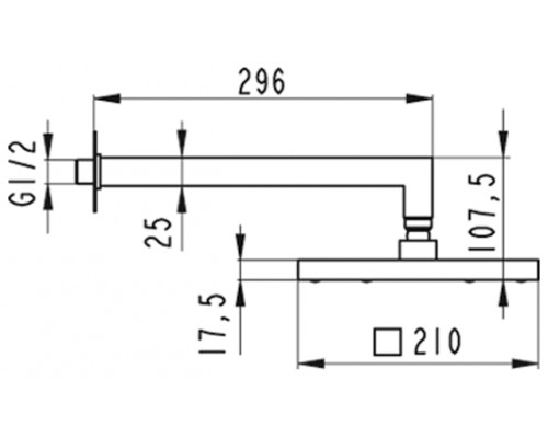 Верхний душ Jado Cubic F1442AA, 210х175 мм, 1 режим струи, с держателем