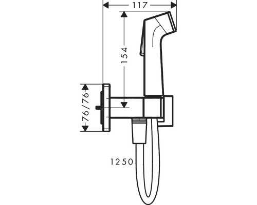 Гигиенический душ Hansgrohe Bidette E 1jet, с держателем и шлангом, черный матовый, 29233670