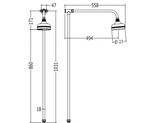 Верхний душ Devon&Devon Doccia MARK3182CR, D 200 мм, 1 режим струи, с держателем, хром