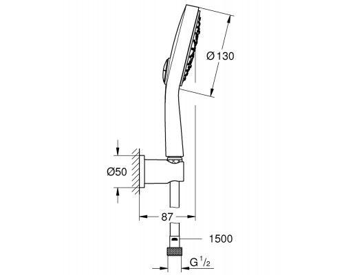 Душевой гарнитур Grohe Power&Soul Cosmopolitan 26174000, хром