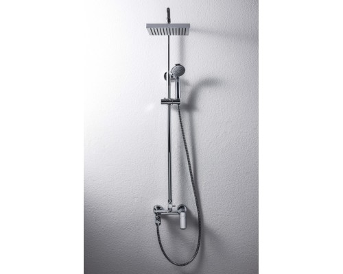 Душевая колонна Bravat Opal F6125183CP-A-RUS со смесителем для ванны, верхний душ квадратный, хром
