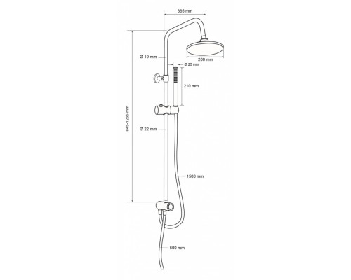 Душевая колонна Aquanet Practic R AF100-70-R-C верхний душ круглый 20 см, хром, 243318