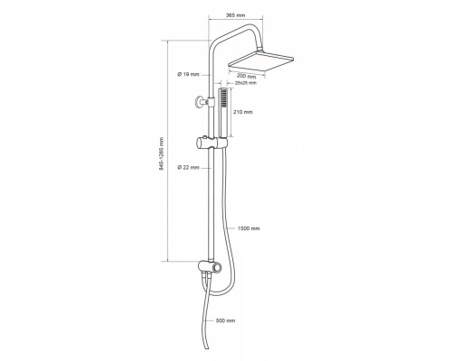 Душевая колонна Aquanet Practic S AF100-70-S-C верхний душ квадратный 20 см, хром, 243319