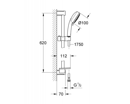 Душевой гарнитур Grohe New Tempesta Cosmopolitan 100 III 27576002 (27576001)/27929002 (27929001) с полочкой