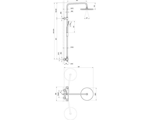 Душевая система Ravak DS 091.00, без излива, хром, X07P643