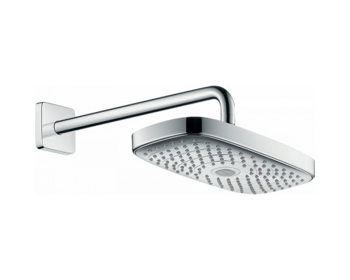 Верхний душ Hansgrohe Select E, 30 х 16 см, EcoSmart, 2 режима струи, с держателем, хром/белый, 26609400