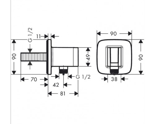 Шланговое подключение Hansgrohe Fixfit Q с держателем, хром, 26887000