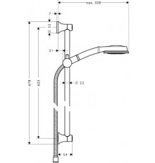 Душевой гарнитур Hansgrohe Croma Classic 100 Multi / Unica'Classic 27769 65 см, корпус хром, лицевая часть серая