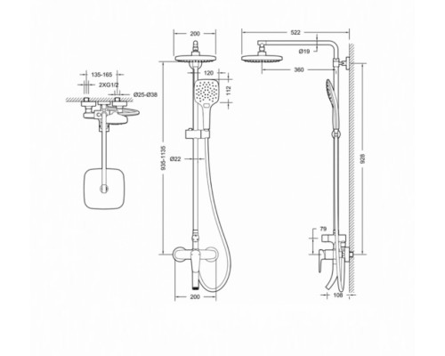 Душевая колонна Bravat Source F6173218CP-A-ENG со смесителем для ванны и душа, хром