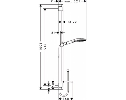 Душевой гарнитур Hansgrohe Raindance Select E 26621000 120, 90 см, 3 режима струи, корпус хром, лицевая часть хром