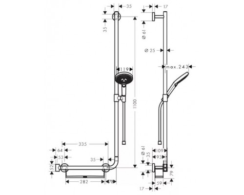 Душевой гарнитур Hansgrohe Raindance Select S 120 3jet 26326000, корпус хром, лицевая часть белая