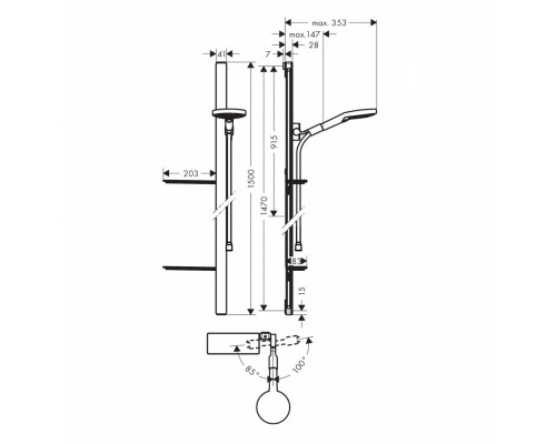 Душевой гарнитур Hansgrohe Raindance Select S 27647000, корпус хром, лицевая часть хром