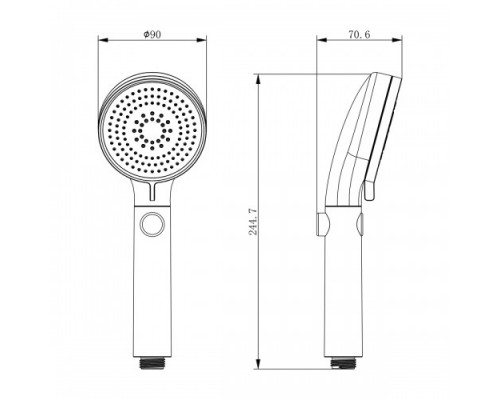 Душевая лейка Lemark LM0818CW 9 x 24.5 см 4-х функциональная, хром/белый